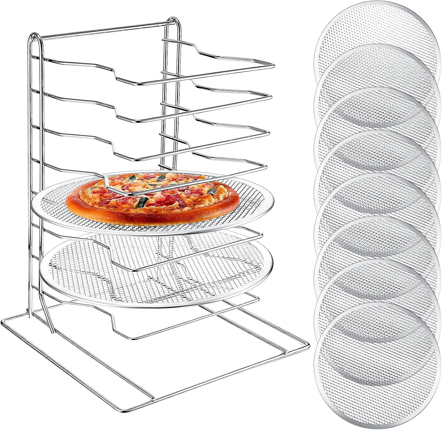 Kitchen Baking Pan - 8 Katmanlı Pizza Rafı, Delikli 8