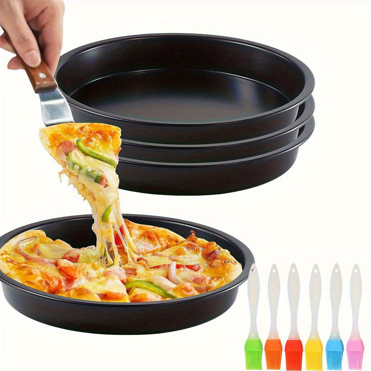 Kitchen Baking Brush - 6/8/9/10 inç Yapışmaz Pizza Tepsisi Yuvarlak