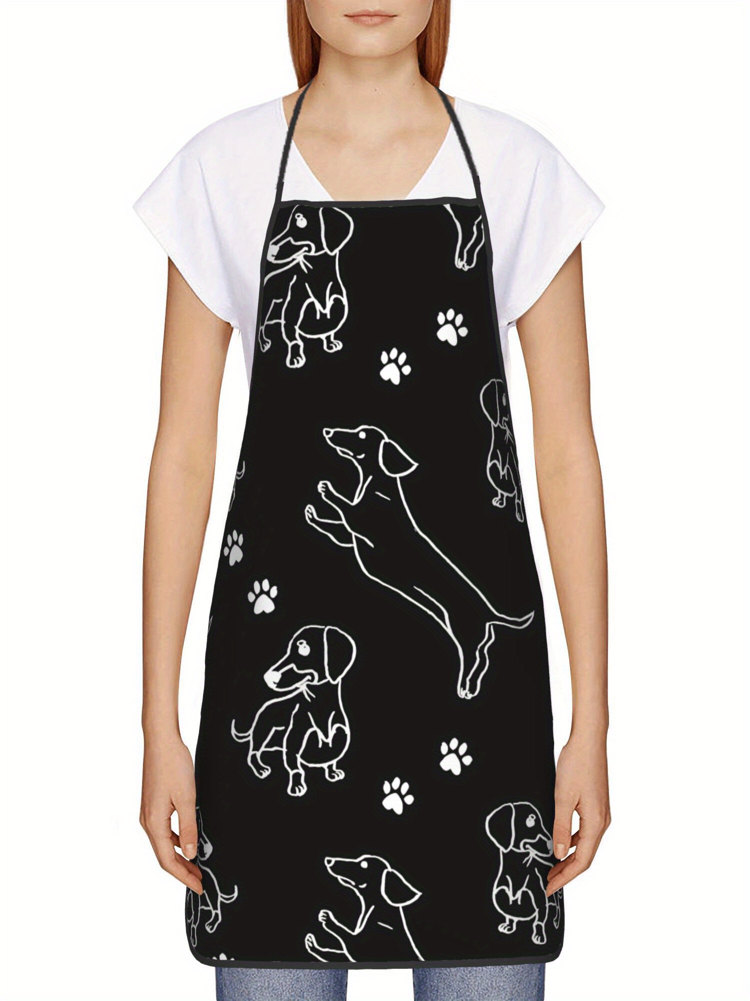 Dachshund Paw Print Önlük Siya - Kitchen Baking Background incelemesi ve fiyatı